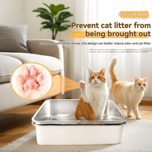 Venda Por Atacado Hot Selling Custom OEM ODM Fácil de Limpar de Grande porte gato <span class=keywords><strong>Toilet</strong></span> Aço Inoxidável gato Litter Box Tray - Product Image 3