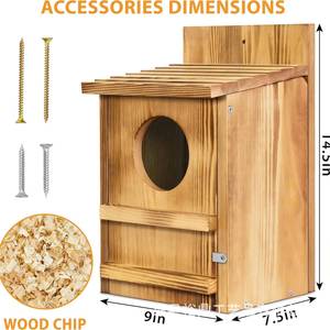 Nichoir en bois à suspendre, ornement de jardin, nid pour hiboux et perroquets, mangeoire à oiseaux en bois massif pour extérieur - Product Image 6