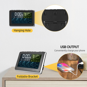 Station météo sans fil RSH avec réveil, écran LCD couleur, port de charge USB, surveillance de la température et de l'humidité pour la maison et l'hôtel - Product Image 3