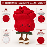 Vente en gros usine : Adorable poupée fleur en velours côtelé doux, rose rouge, jouet en peluche parfait pour cadeaux d'enfants, décoration intérieure ou fête des Mères