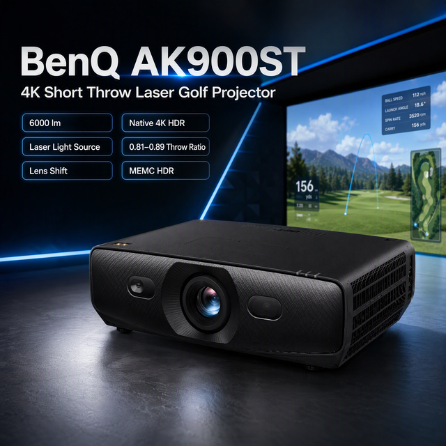 Benq AK900ST 6000lm Short Throw Laser Projector 4K Support HDR MEMC for Indoor Golf Business & Education Laser Proyector