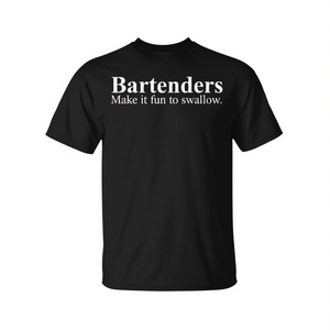 T-shirt Bartenders Make IT Fun To Swallow, maglietta promozionale nera unisex per adulti - Product Image 2