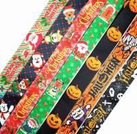 Correa de cuello personalizada para festival de Navidad, cordón de sublimación, llavero corto con temática de horror para halloween, venta al por mayor