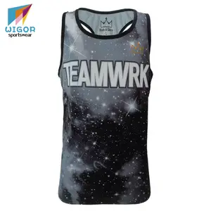 Groothandel 100% Polyester Droog Fitness Singlet Custom Mannen Atletiek Workout Singlet