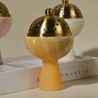 Brûleur d'encens Yinhe de luxe en marbre et onyx naturels, Bakhoor aromatique indien, pour la maison, le bureau, la décoration intérieure et la diffusion de parfum.