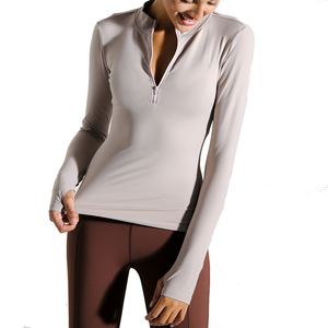 Giacca da ginnastica giacca da <span class=keywords><strong>donna</strong></span> mezza <span class=keywords><strong>Zip</strong></span> giacca da corsa <span class=keywords><strong>con</strong></span> foro per il pollice allenamento camicie Yoga a maniche lunghe camicia da ginnastica - Product Image 2