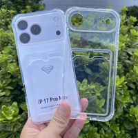 Étui de téléphone transparent antichute à quatre coins avec porte-cartes pour iPhone 17 16 15 Pro Max