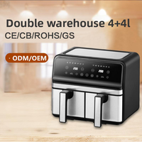Four à air friteuse 4 + 4L à double pot Lancement d'un nouveau produit multifonctionnel à commande numérique Smart Visual Electric pour usage domestique et commercial