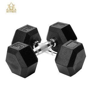 Ensemble d'haltères hexagonales en caoutchouc noir, revêtement caoutchouc, vente en gros, pas cher, poids personnalisés en <span class=keywords><strong>LBS</strong></span>/KG, 10 KG, <span class=keywords><strong>20</strong></span> KG - Product Image 4