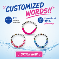 Bracelets en plastique personnalisés avec lettres pour événements, cadeaux promotionnels FAMA Factory, bijoux en plastique pour filles