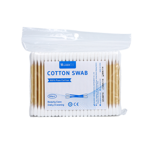 Bâtonnets d'oreille en coton biologique premium à deux têtes avec logo personnalisé, 200 pièces, bâtonnets en bambou, coton-tige avec sac - Product Image 6