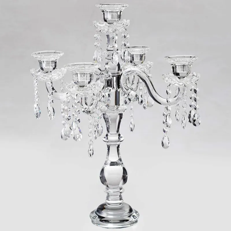 Vintage luxury multi arms crystal candelabra for wedding table decoration wholesale in bulk customized size color