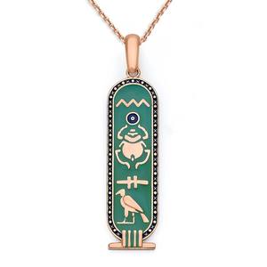 Collar de cartucho egipcio 316l Acero inoxidable Pvd plateado joyería <span class=keywords><strong>jeroglífico</strong></span> símbolos tableta collar de <span class=keywords><strong>alfabeto</strong></span> egipcio - Product Image 3