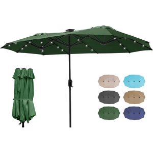 Sombrilla de Patio FOXA de 13 pies con 36 Luces Solares LED, Sombrilla de Doble Cara para Mesa de Patio, Protección Solar - Product Image 1