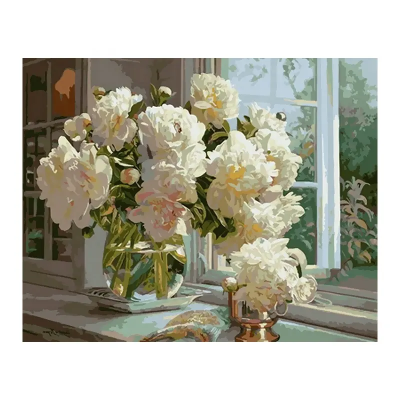 40*50cm Oil Painting Flower Painting By Number Simple Canvas Painting For Beginner Artwork