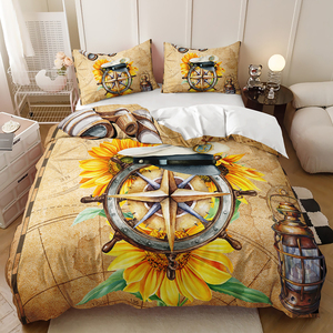 3D In Ấn 100% Polyester Bộ Đồ Giường 3-Mảnh Thiết Lập Mô Hình Hướng Dương Bán Buôn Duvet Cover Set - Product Image 1