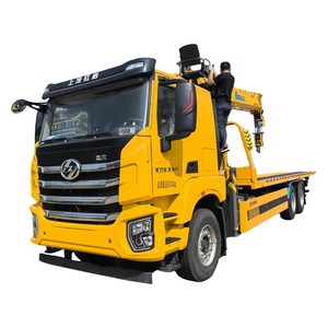 Heavy Duty 6x4 <b>Flatbed</b> Tow <b>Truck</b> with Knuckle Boom Crane Slidebed Wrecker Rollback Recovery <b>Truck</b> Boom <b>Truck</b> - Product Image 1
