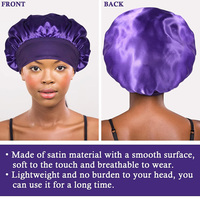 Offre Spéciale élastique grande taille Satin soie Bonnet bonnet de sommeil noir Double couche hommes et femmes cheveux tresse Bonnets avec Logo
