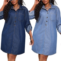 Robes en jean pour femmes grandes tailles, style décontracté sans bretelles, couleur unie, boutonnée, nouvelle collection, par des fabricants de vêtements.