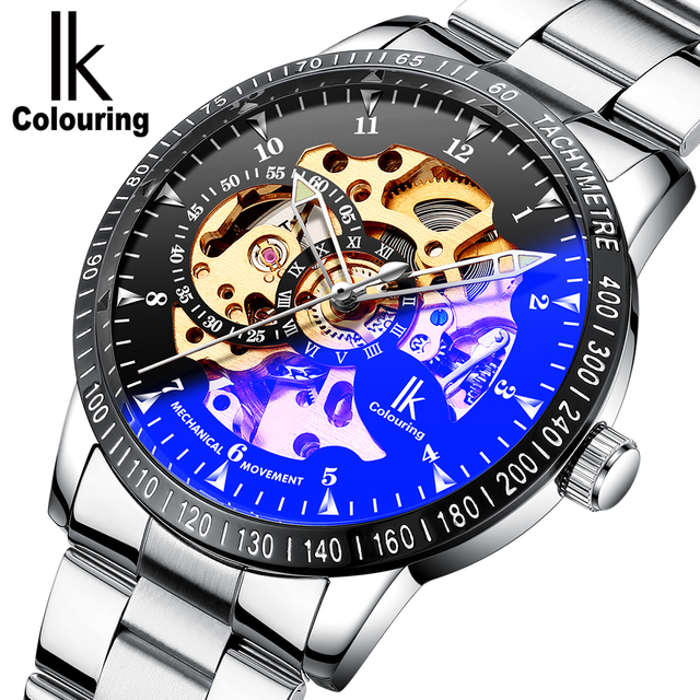 IK Colouring 98226 98226G-3 Man Watch Luxury Stainless Steel Leather Waterproof Male Clock Self Winding Mechanical Wristwatch