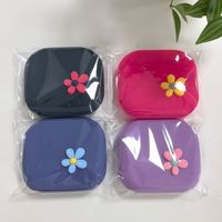 Nouvel étui à clés en silicone au design floral élégant, porte-monnaie magnétique, porte-cartes, organisateur d'objets divers, double compartiment pour écouteurs