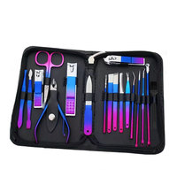 Ensemble de coupe-ongles pour manucure et pédicure, 18 pièces, en acier inoxydable, outils de soin professionnels, ciseaux à poils du nez, lime à ongles, boîte