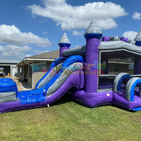 Videur gonflable commercial rebondissant enfants été maison rebondissante toboggans aquatiques combo avec fosse à balles et toboggan extérieur