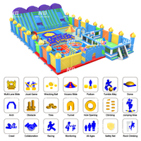 Parcours d'obstacles gonflable commercial en PVC, garantie 3 ans, trampoline, aire de jeux, aventure en plein air