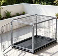Cage pour chien simple et pratique, gris argenté, anti-choc, coins arrondis, porte à verrouillage unique, plateau inférieur amovible, pliable