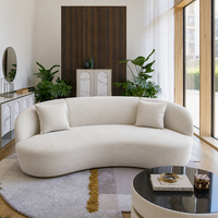 YUANCHANG Ensemble de canapés courbes en forme de lune, style luxe léger italien, en velours avec pieds en acier inoxydable, pour appartement, centre commercial, salon, villa