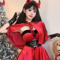 Ensemble de costumes de petit diable en velours pour adultes Halloween Night Club Stage Christmas Dress for Ladies Anime Costumes
