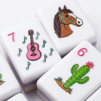 Set Ubin Mahjong Poker Pantai Tropis Modern Kustom 160Pcs Akrilik Berukir Laser Cetak UV Tema Laut Warna-warni Permainan Papan Hadiah