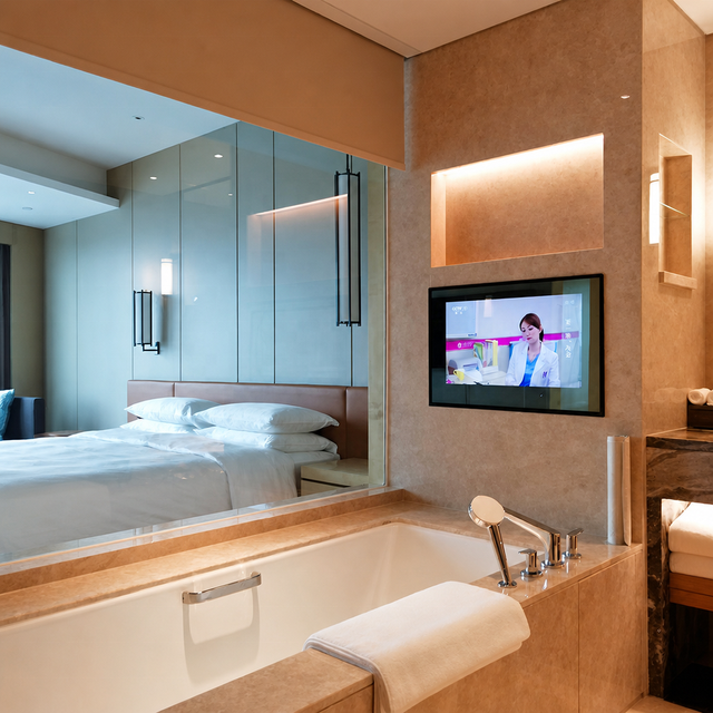 27 Inch HD Modern Stainless Embedded Bathroom Mirror TV Built-in HiFi Speakers Recessed Wall Mount IP65 Rated Directly Selected