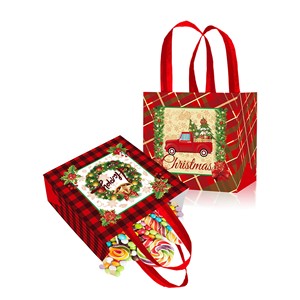 12 paquets <span class=keywords><strong>de</strong></span> noël vieil homme wapiti <span class=keywords><strong>voiture</strong></span> Plaid fête bas côté Non-tissé sac <span class=keywords><strong>à</strong></span> main fête <span class=keywords><strong>de</strong></span> Noël décorer des sacs Non tissés pour Noël - Product Image 1