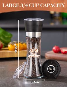 Hot 100ml 150ml <b>200ml</b> Disposable Glass Pepper Mill, Grinder Cap Glass Spice <b>Bottle</b> - Product Image 2