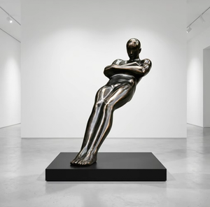 Sculpture en bronze personnalisée, grande statue abstraite moderne de figure humaine, art métallique poli pour galerie, hall d'hôtel, villa, décoration de jardin - Product Image 1