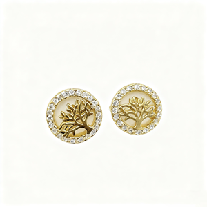 Venta al por mayor de joyería de latón Unisex 14K chapado en oro clásico diamante incrustado Zircon Tree Life Stud Pendientes Hope Arbol DE <span class=keywords><strong>LA</strong></span> <span class=keywords><strong>Vida</strong></span> - Product Image 5