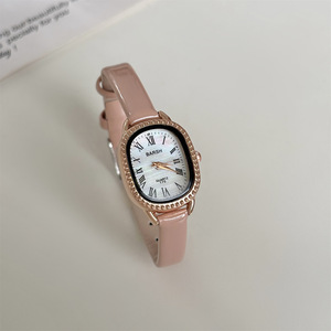 Reloj de lujo para mujer, esfera ovalada con incrustaciones de diamantes, correa de cuero, reloj de <span class=keywords><strong>cuarzo</strong></span> para estudiantes, compra a granel, regalos - Product Image 4