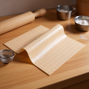 D0100X319LT Pastry <b>Mat</b> 12in X 8ft <b>Silicone</b> Non-Slip Beige White Line Oven Safe Reusable Baking Counter <b>Mat</b> - Product Image 2