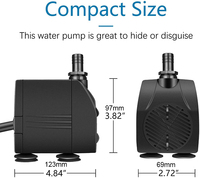 Jier 660 GPH débit réglable pompe à eau hydroponique 100% moteur en cuivre pur ETL CE RoHS certifié 9.2FT Max tête écologique
