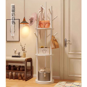 Multi-layer rotating coat <b>rack</b>, floor-standing, solid wood, suitable for bedrooms, living rooms, entryways, and bedside hanging - Product Image 4