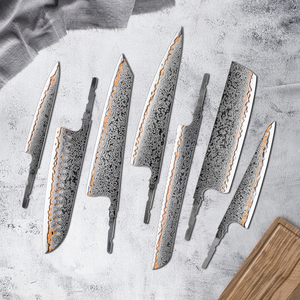 Bộ dao thô Grandsharp tự chế, lưỡi dao thép Damascus 55 lớp đồng, dành cho đầu bếp, không kèm cán - Product Image 2