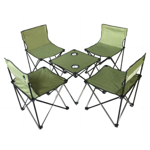 Ensemble table et chaises pliantes d'extérieur personnalisées de 5 pièces mobilier de camping et de pique-nique portable pour les voyages et les visites en voiture - Product Image 1