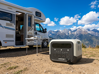 LAUNTOP Pro1200 1024Wh 1200W LiFePO4 Stasiun Portabel All-In-One Gelombang Sinus Murni Panel Surya Adaptor AC untuk Berkemah/RV/Mobil Luar Ruangan