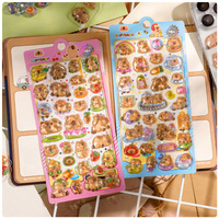 Autocollant 3D en relief Shanle Capybara mignon, autocollants de scrapbooking pour téléphone et tasses à motif de capybara de dessin animé pour enfants