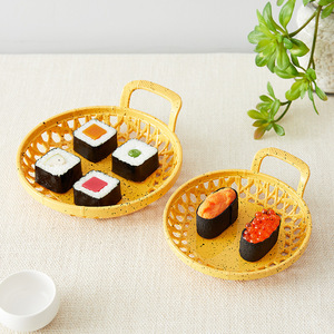 Double-sword handheld tempura <b>container</b>, <b>bamboo</b> cage design, creative <b>bamboo</b>-inspired minimalist craftsmanship, round dessert - Product Image 2
