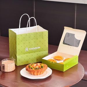 Bolsas de Papel Kraft Resistentes a la Grasa, Reciclables, Desechables y Ecológicas, Personalizadas con Logotipo, para Empacar Pan de Panadería para Llevar - Product Image 1