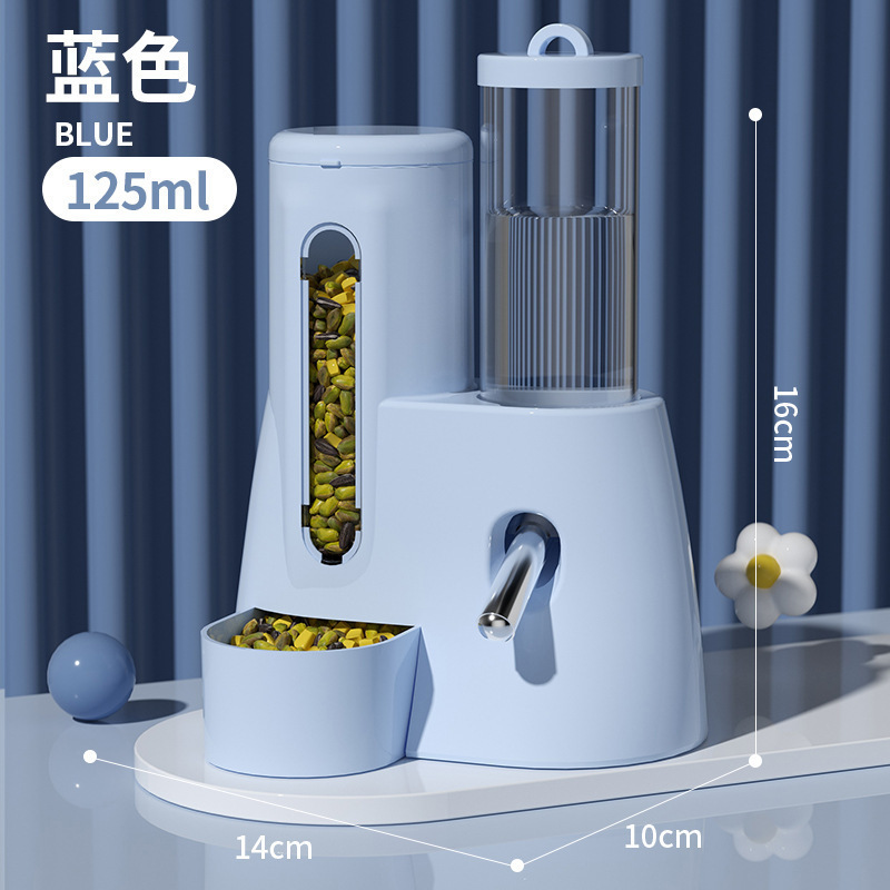 Distributeur d'eau et de nourriture pour hamster [Bleu] (Grand)