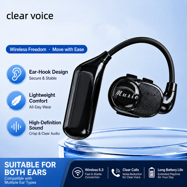 2026 Open Ear Wireless Headphones 25 Hours Playtime Noise Cancelling  earhook open ear headset  -for Business Outdoor Sports