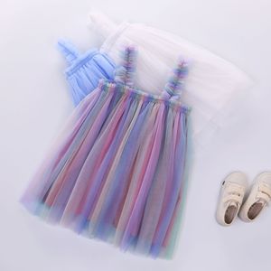 Robes pour bébé fille de couleur unie, robes sans manches superposées pour enfants, robe de fête décontractée d'été en tulle pour fille - Product Image 2